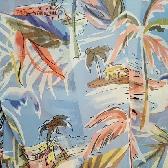 Tropical Print Hawaiian Half Sleeve Open Front Kimono Size PL/XL - Picture 5 of 12